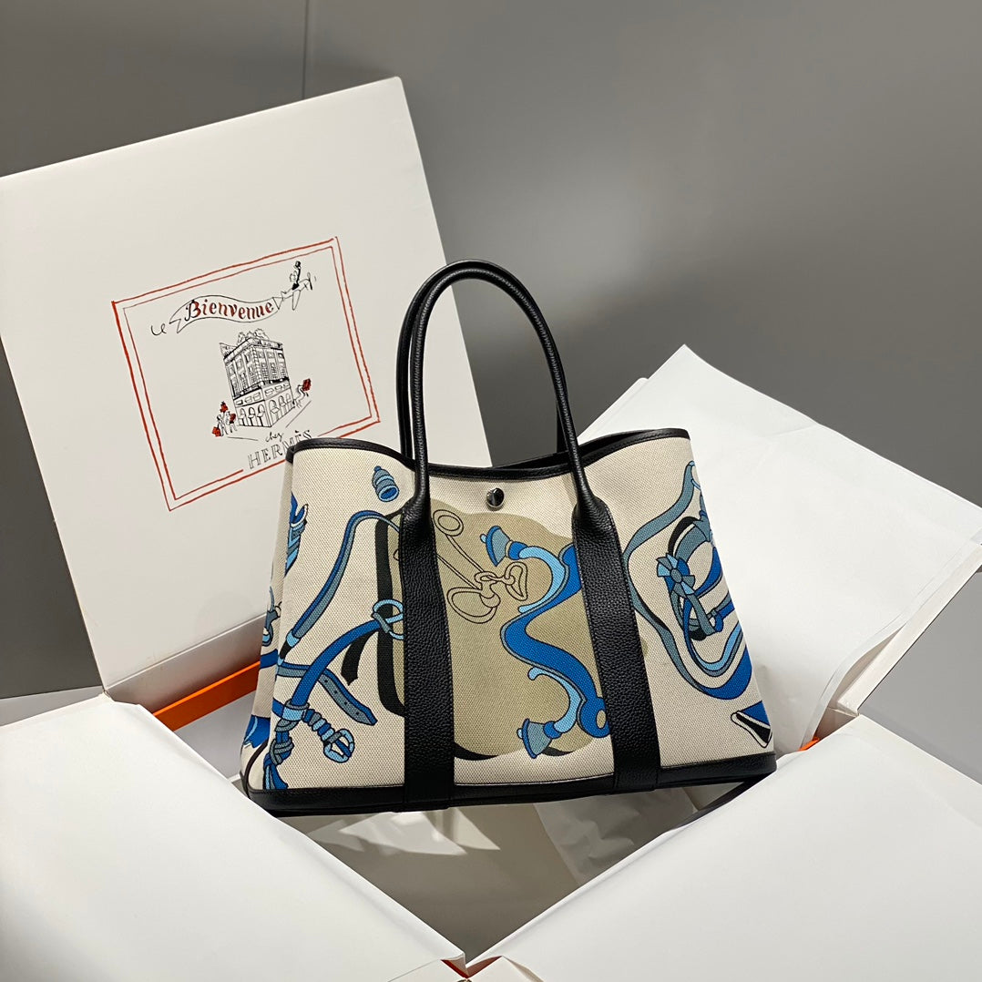 HM GARDEN PARTY 36 MULTICOLOR CANVAS AND NEGONDA CALFSKIN 243395