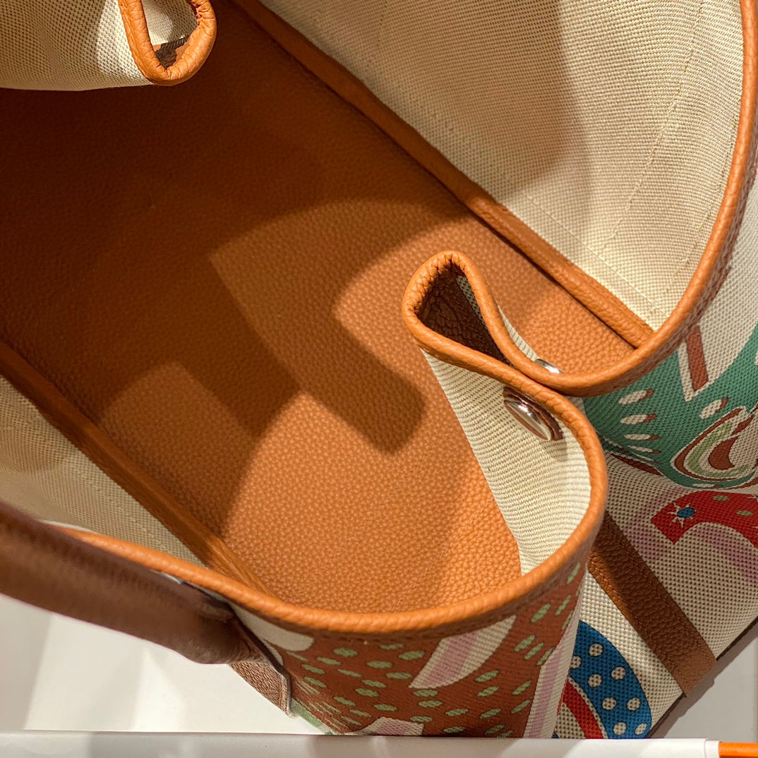 HM GARDEN PARTY 36 MULTICOLOR CANVAS AND NEGONDA CALFSKIN 243393