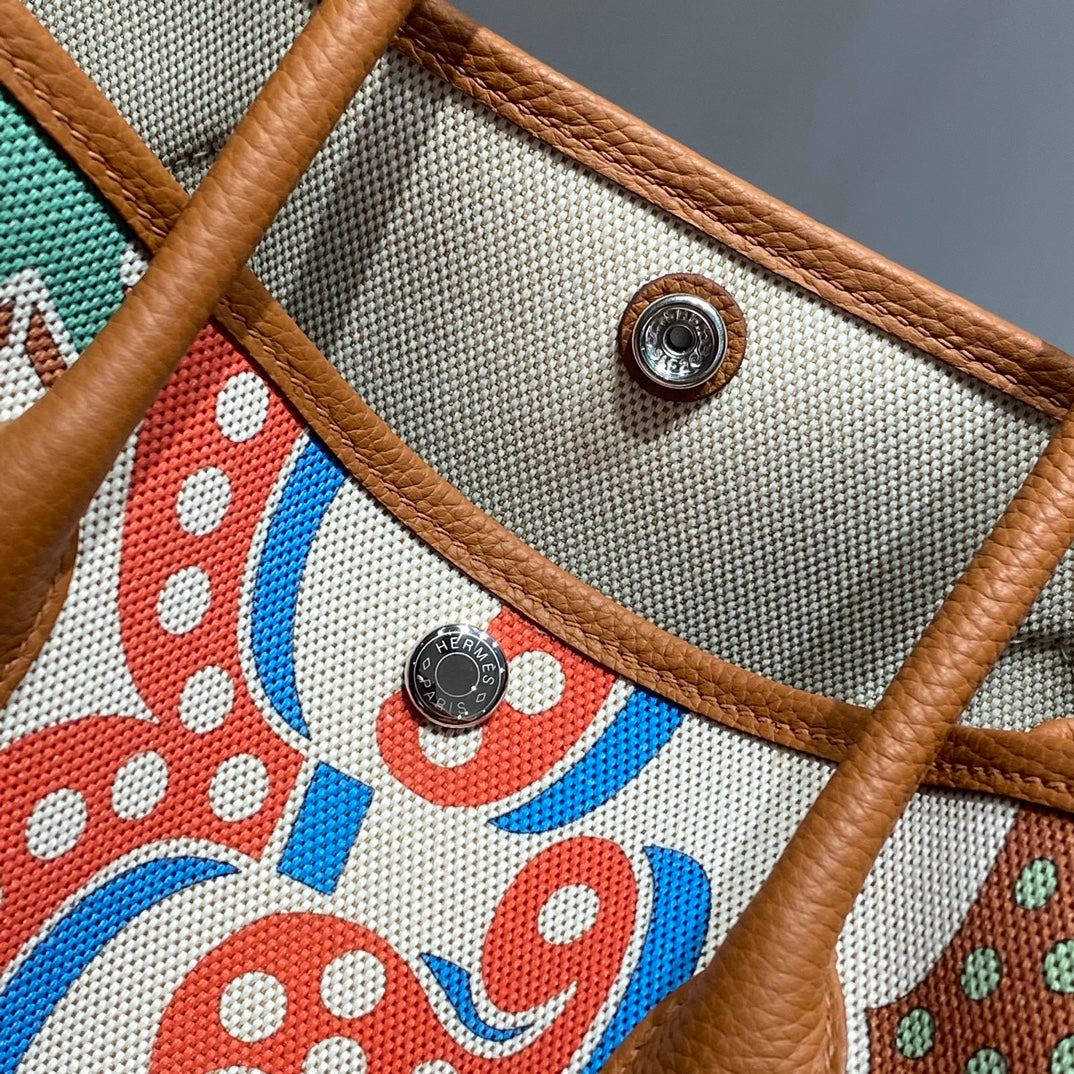 HM GARDEN PARTY 36 MULTICOLOR CANVAS AND NEGONDA CALFSKIN 243393