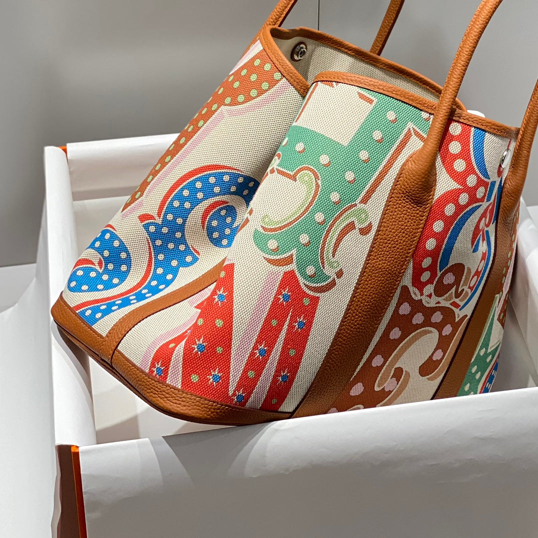 HM GARDEN PARTY 36 MULTICOLOR CANVAS AND NEGONDA CALFSKIN 243393