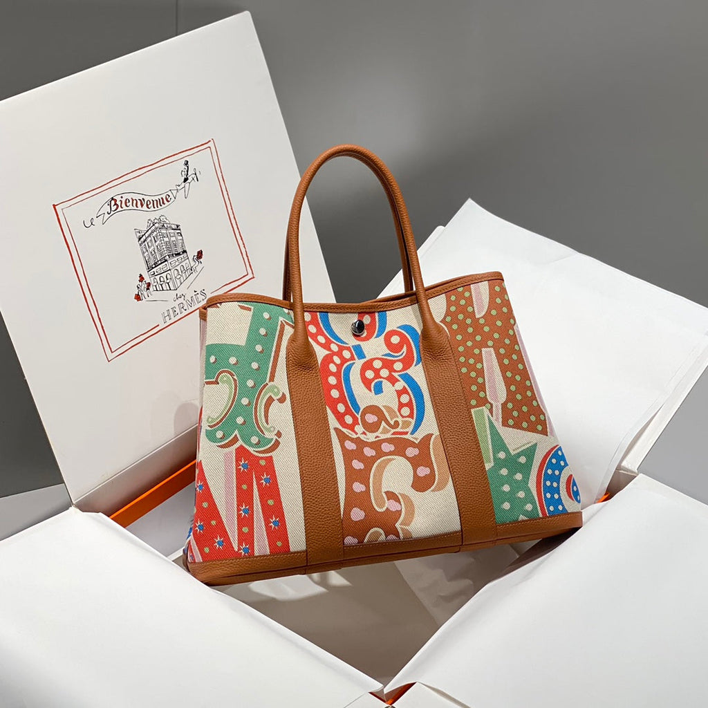 HM GARDEN PARTY 36 MULTICOLOR CANVAS AND NEGONDA CALFSKIN 243393