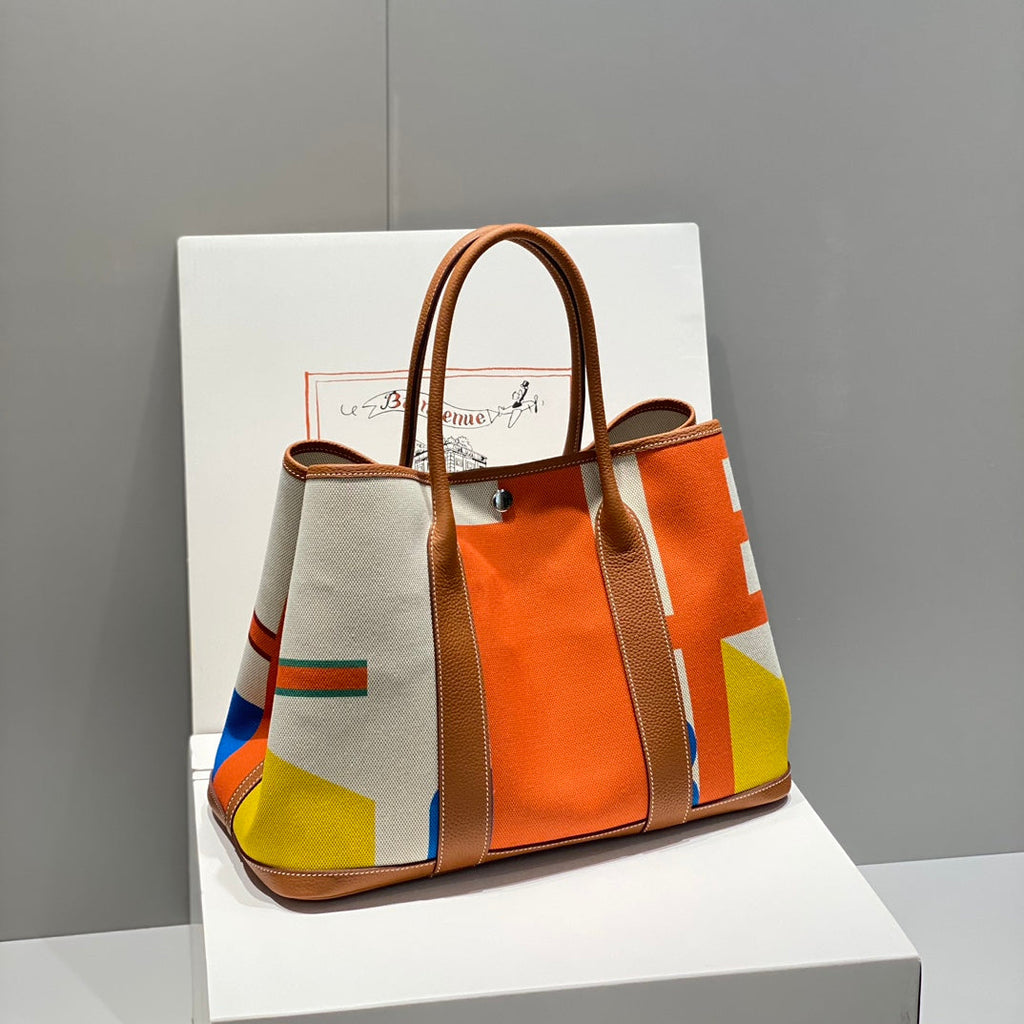 HM GARDEN PARTY 36 MULTICOLOR CANVAS AND NEGONDA CALFSKIN 243386