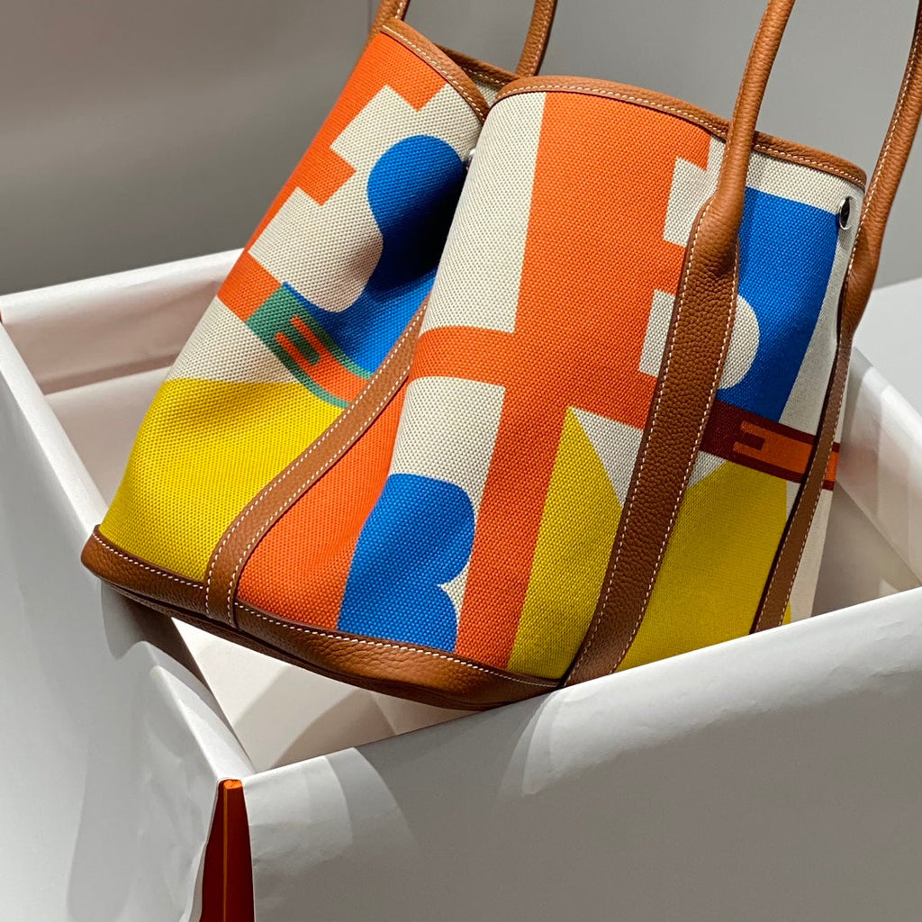 HM GARDEN PARTY 36 MULTICOLOR CANVAS AND NEGONDA CALFSKIN 243386