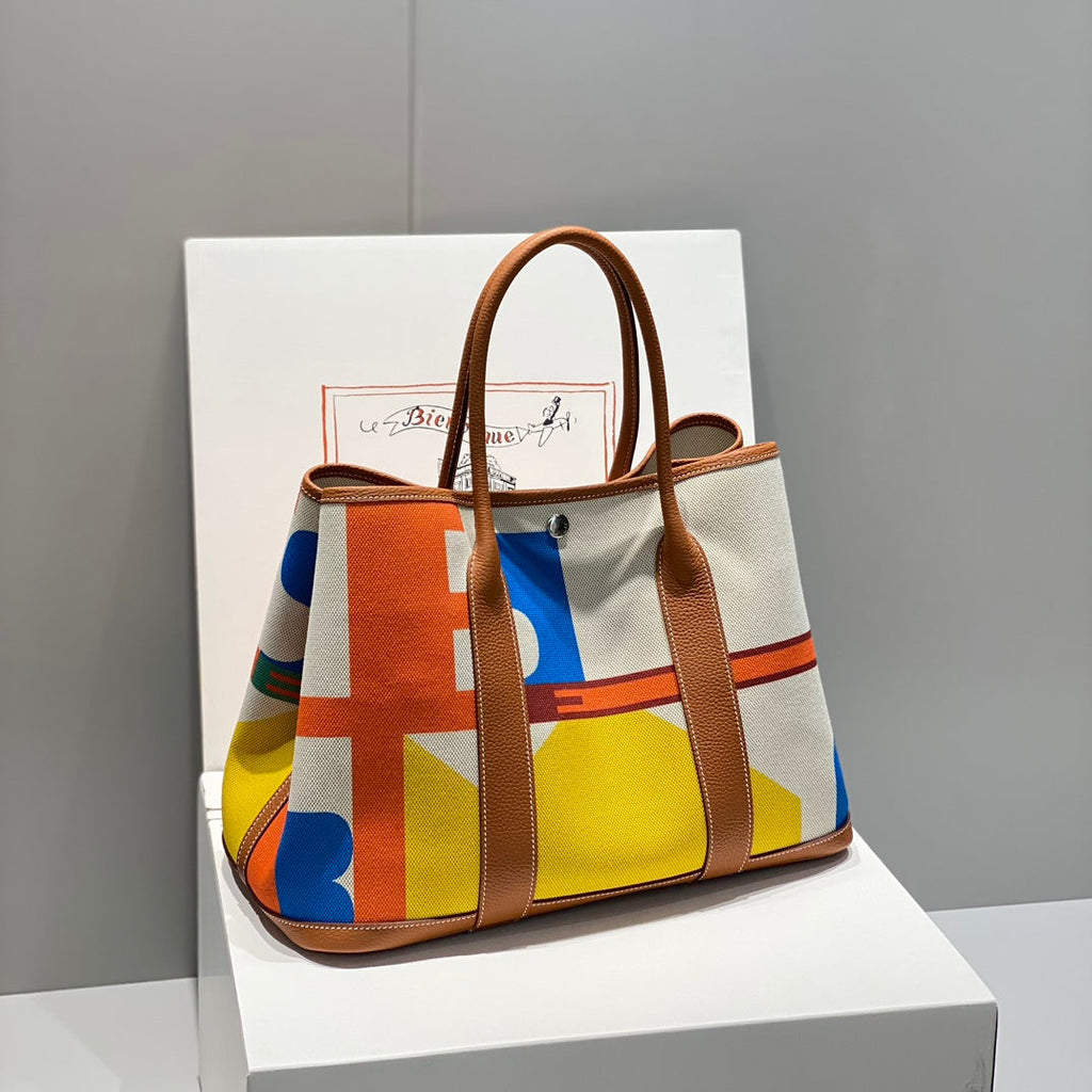 HM GARDEN PARTY 36 MULTICOLOR CANVAS AND NEGONDA CALFSKIN 243386
