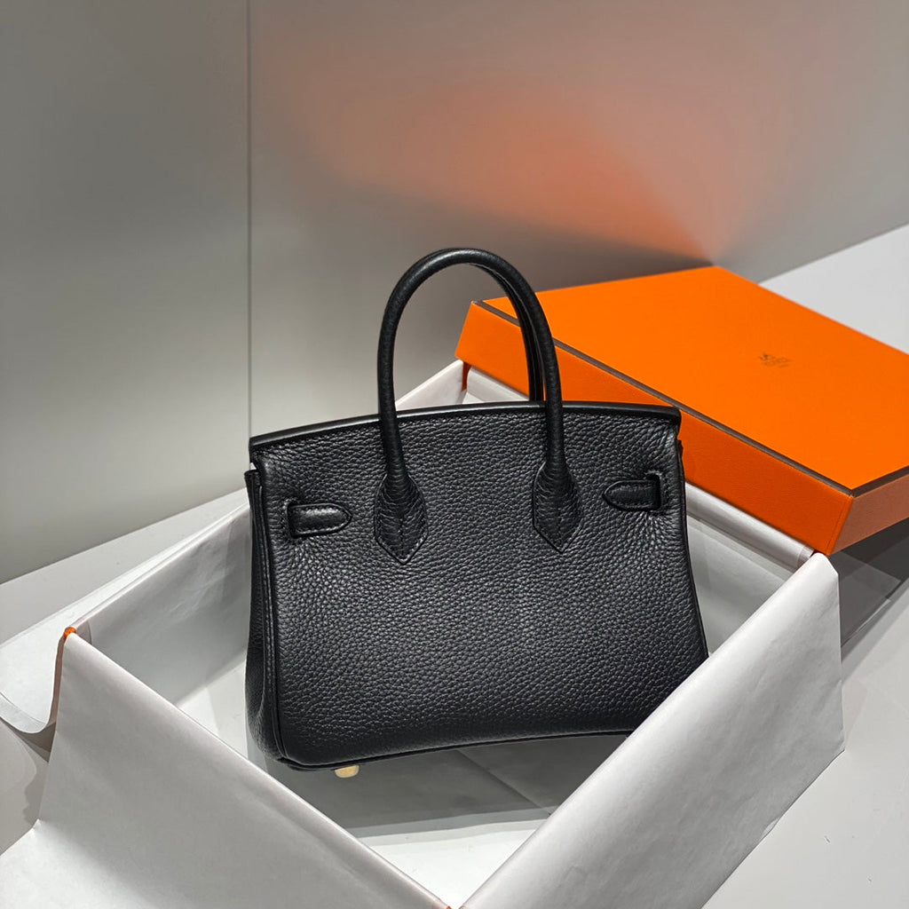Sac HM Birkin 20 cm en cuir Togo noir et accastillage doré