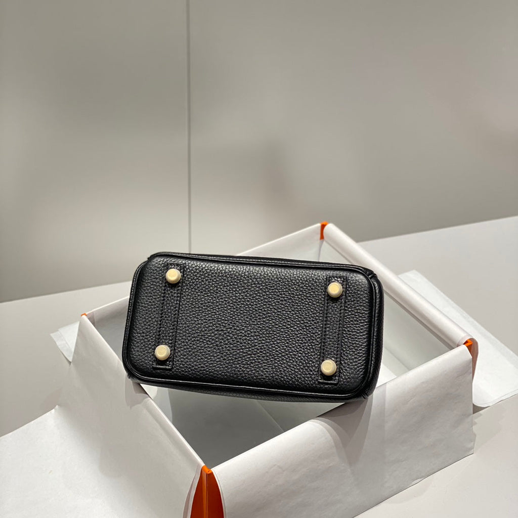 Sac HM Birkin 20 cm en cuir Togo noir et accastillage doré