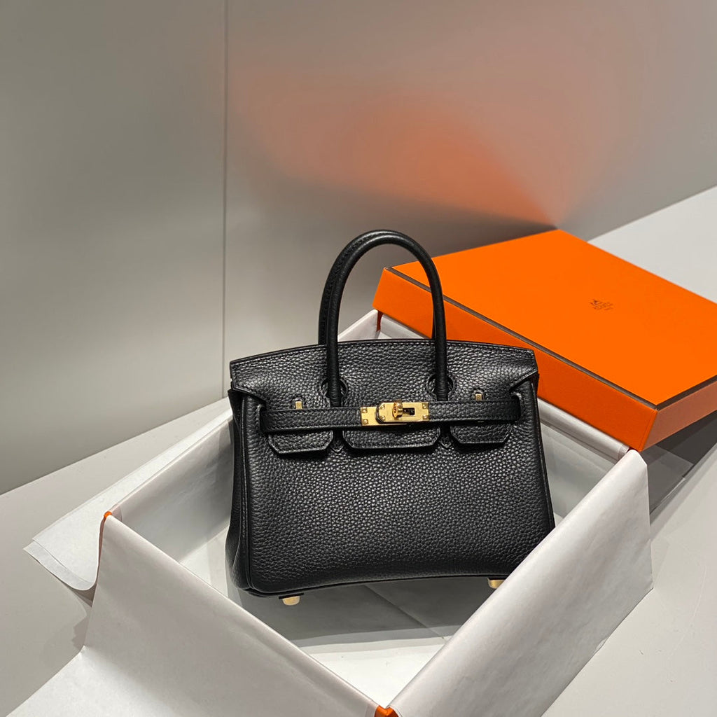 Sac HM Birkin 20 cm en cuir Togo noir et accastillage doré