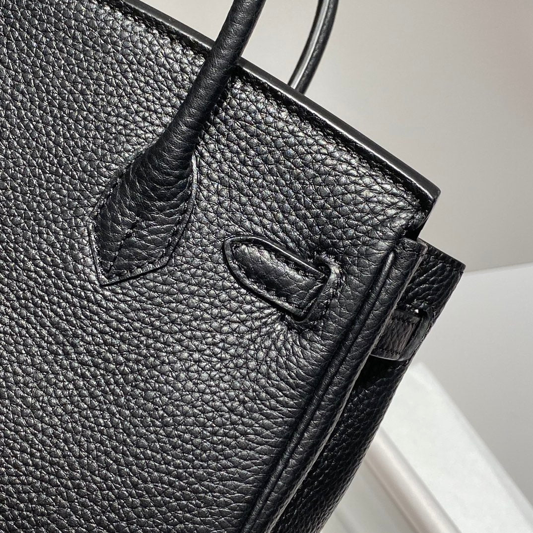 Sac HM Birkin 20 cm en cuir Togo noir et accastillage doré