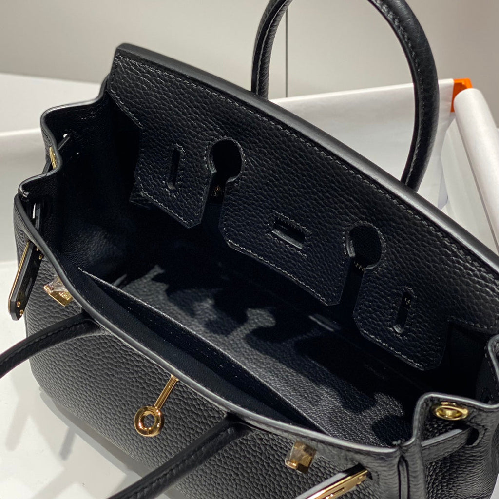 Sac HM Birkin 20 cm en cuir Togo noir et accastillage doré