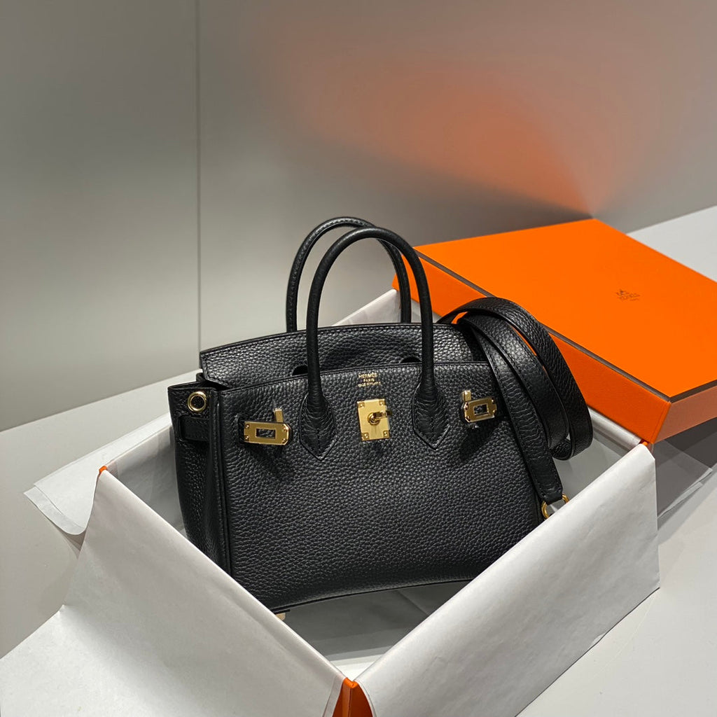 Sac HM Birkin 20 cm en cuir Togo noir et accastillage doré