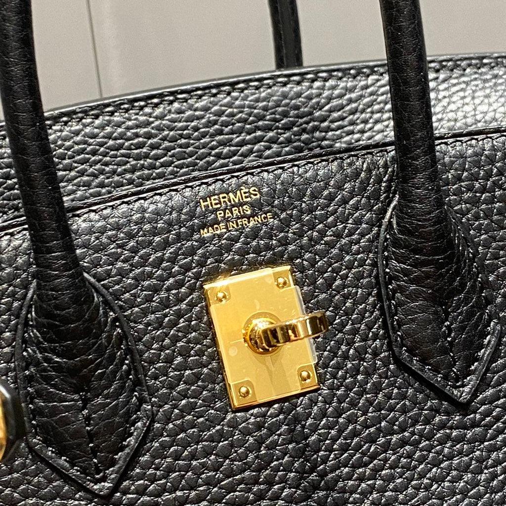 Sac HM Birkin 20 cm en cuir Togo noir et accastillage doré