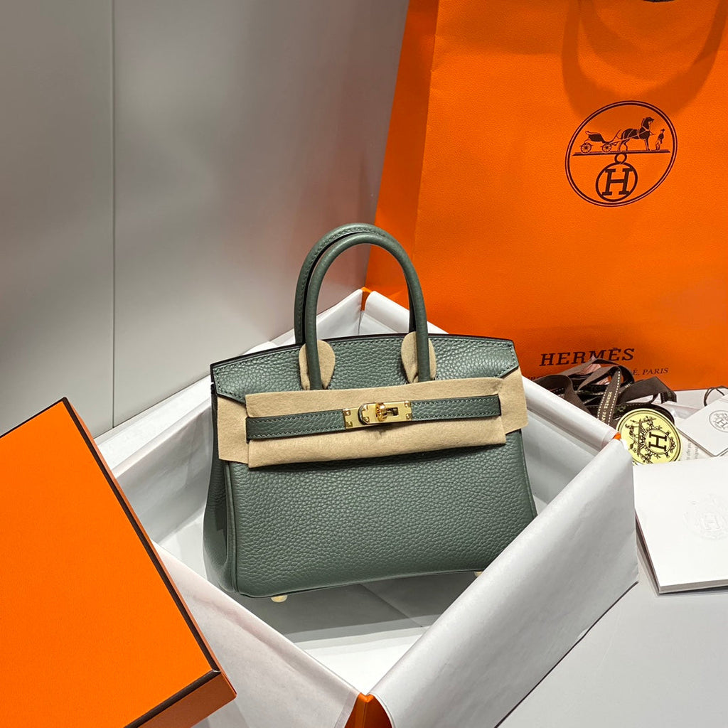 HM BIRKIN 20CM VERT AMANDE TOGO CUIR QUINCAILLERIE DORÉE