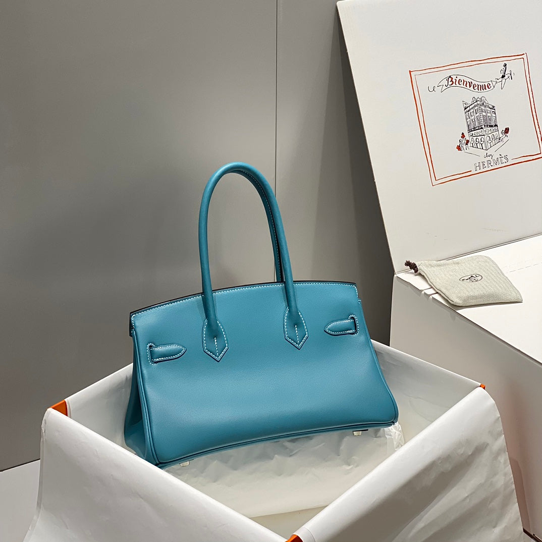 HM ショルダーバーキン 29cm ブルーデニム スイフトレザー シルバー金具