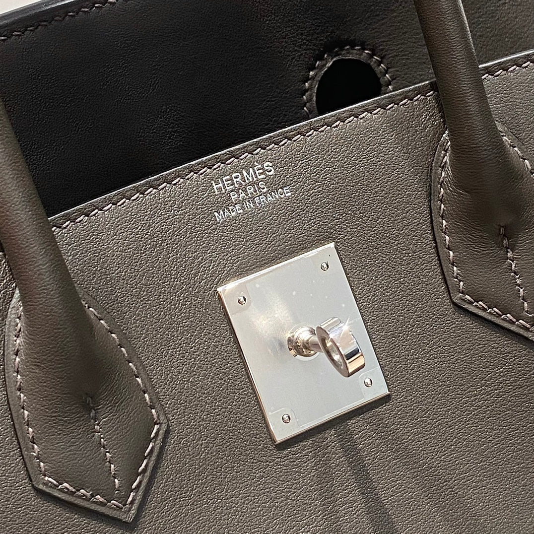 SAC À BANDOULIÈRE HM BIRKIN 29 CUIR NOIR CHOCOLAT 222332