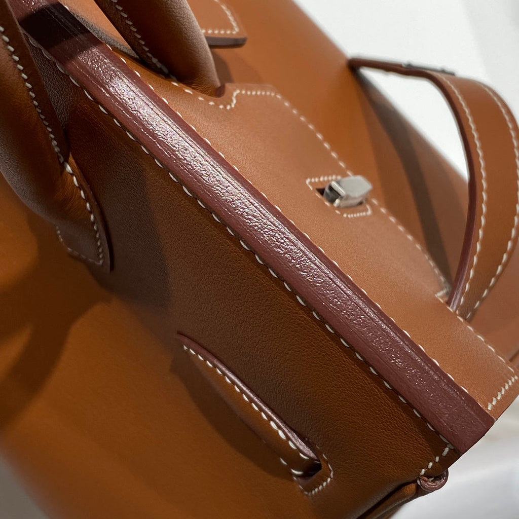 HM SHOULDER BIRKIN 29CM GOLD SWIFT LEATHER SILVER HARDWARE