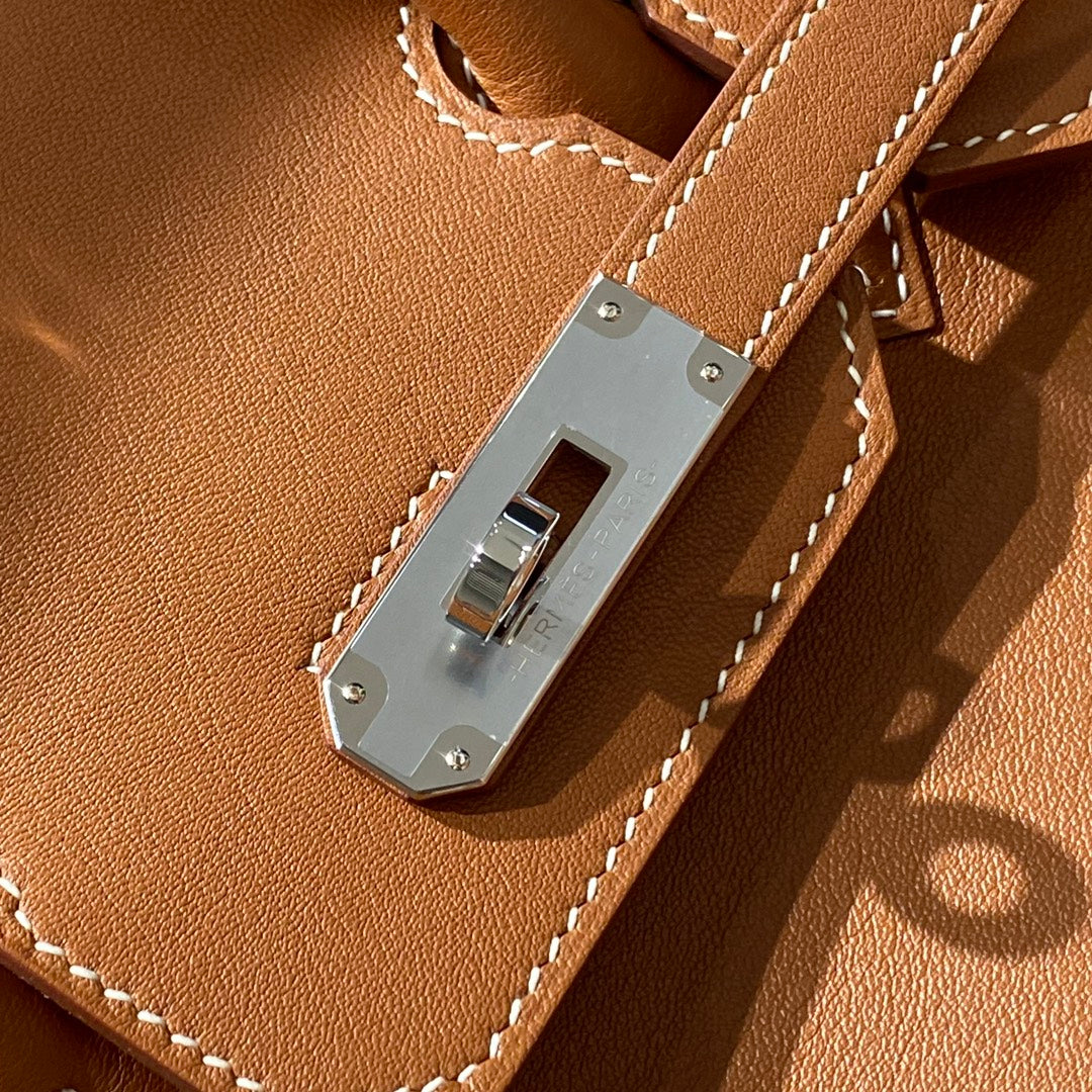HM SHOULDER BIRKIN 29CM GOLD SWIFT LEATHER SILVER HARDWARE