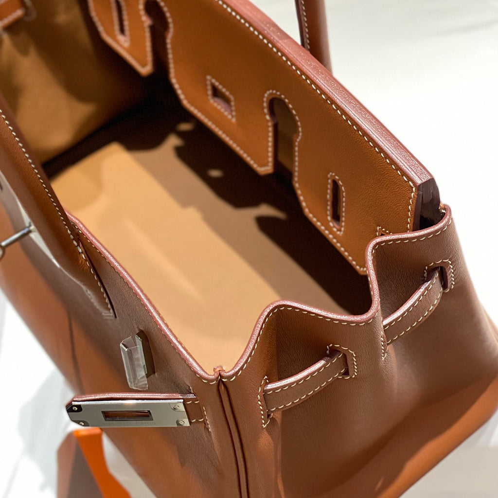 HM SHOULDER BIRKIN 29CM GOLD SWIFT LEATHER SILVER HARDWARE