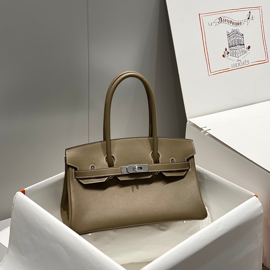 SAC À BANDOULIÈRE HM BIRKIN 29 CUIR MARRON ÉTOUPÉ 222349