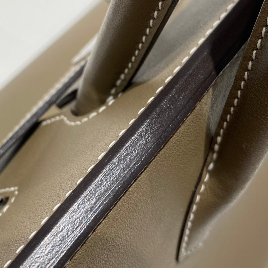 SAC À BANDOULIÈRE HM BIRKIN 29 CUIR MARRON ÉTOUPÉ 222349