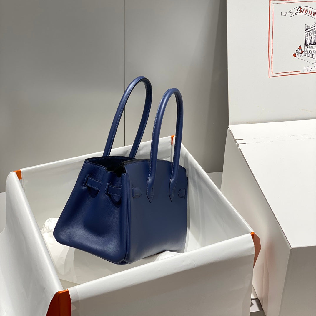 HM ショルダーバーキン 29cm ディープブルー スイフトレザー シルバー金具