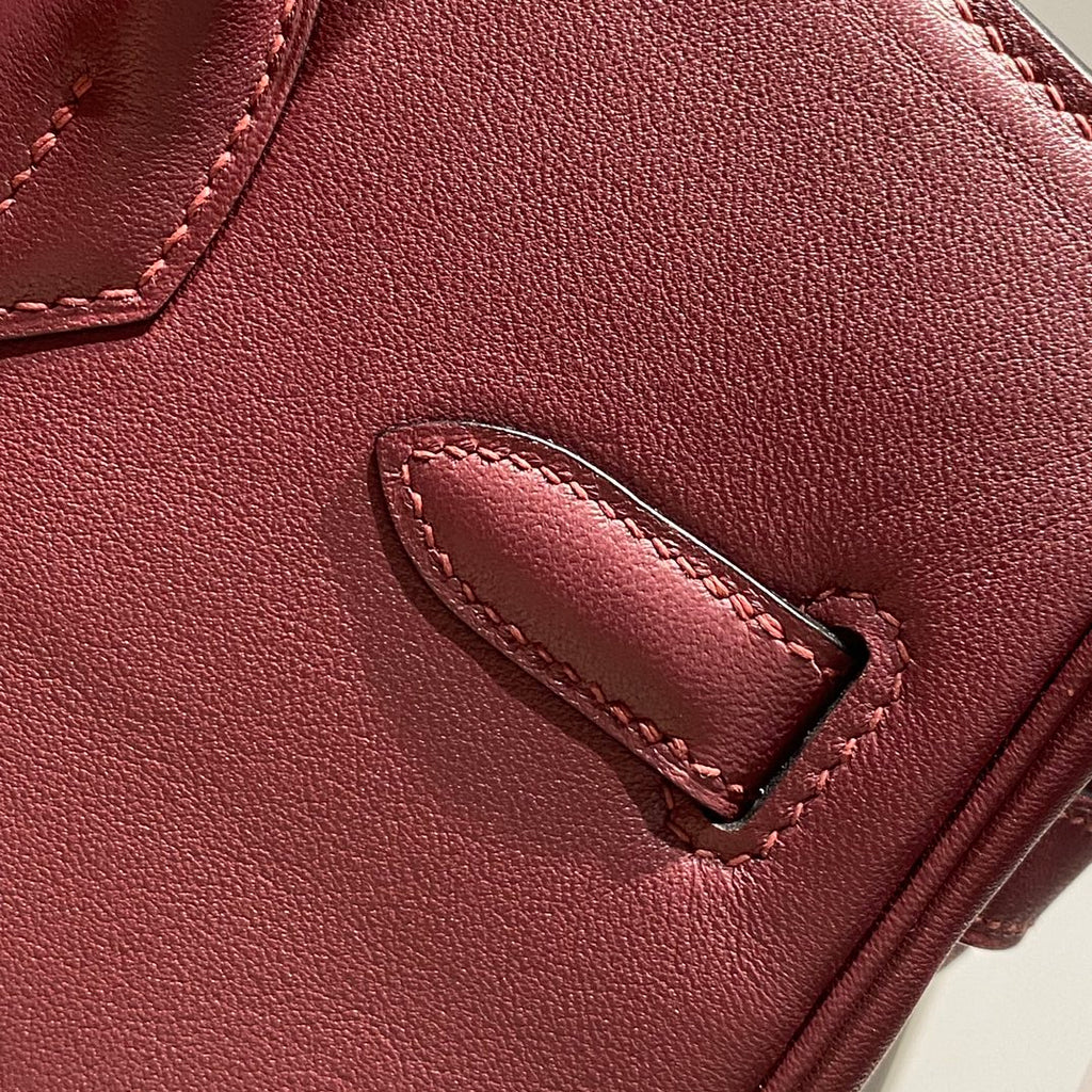 SAC À BANDOULIÈRE HM BIRKIN 29 CM CUIR SWIFT BORDEAUX QUINCAILLERIE ARGENTÉE