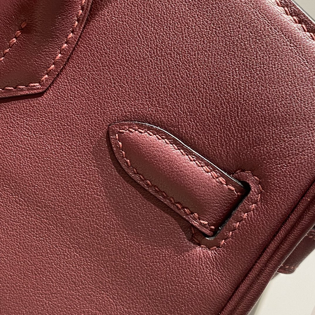 HM SHOULDER BIRKIN 29 WINE RED BROWN LEATHER 222339