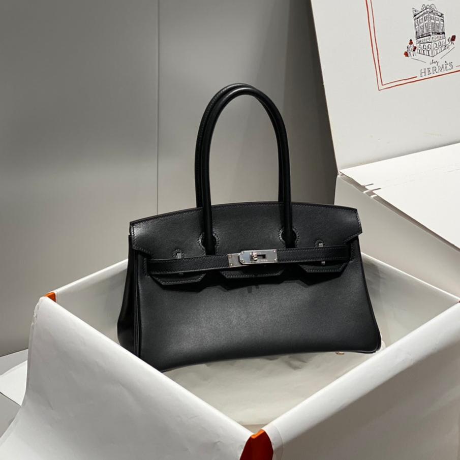 HM ショルダーバーキン 29cm ブラック スイフトレザー シルバー金具
