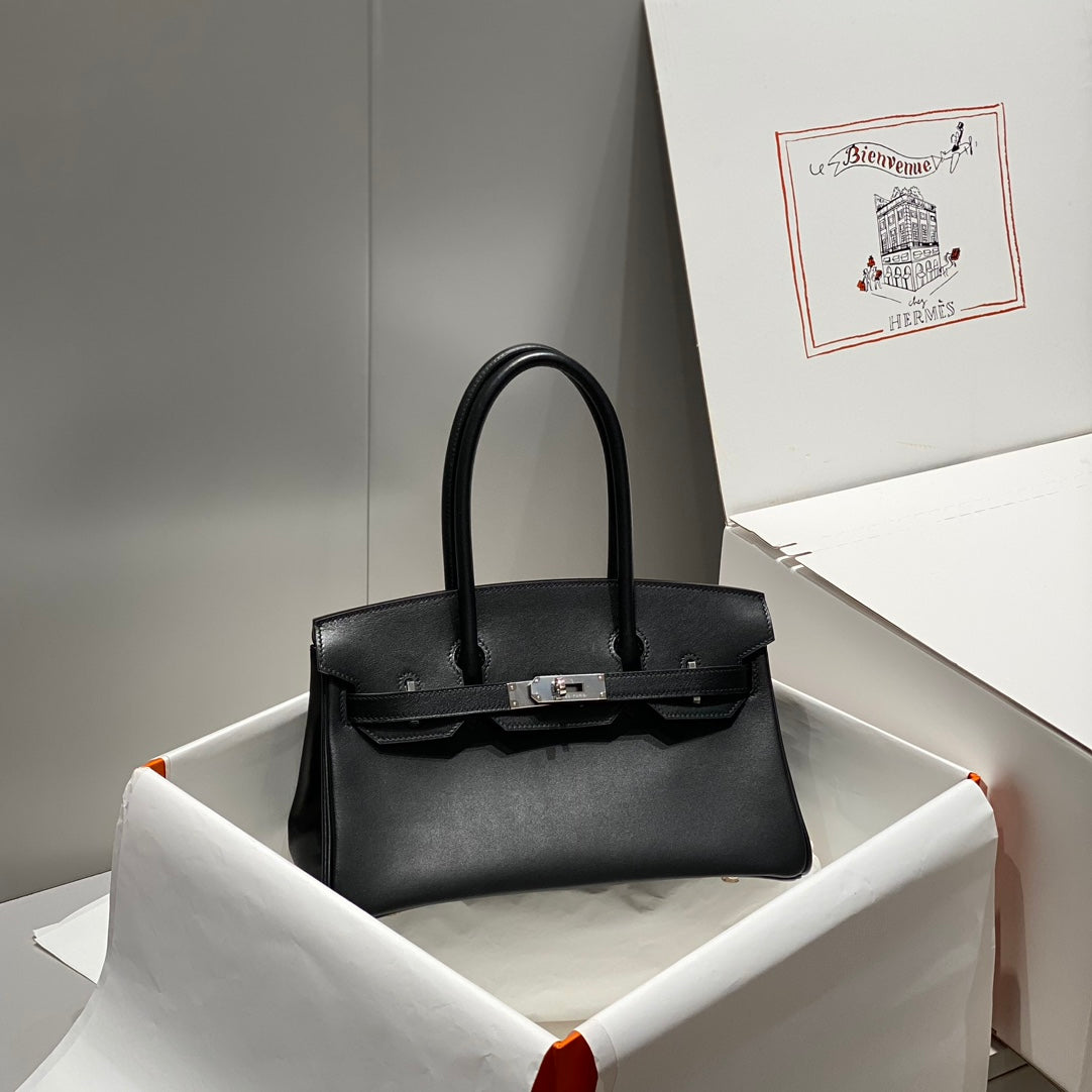 SAC À BANDOULIÈRE HM BIRKIN 29 CUIR NOIR MARRON 224530