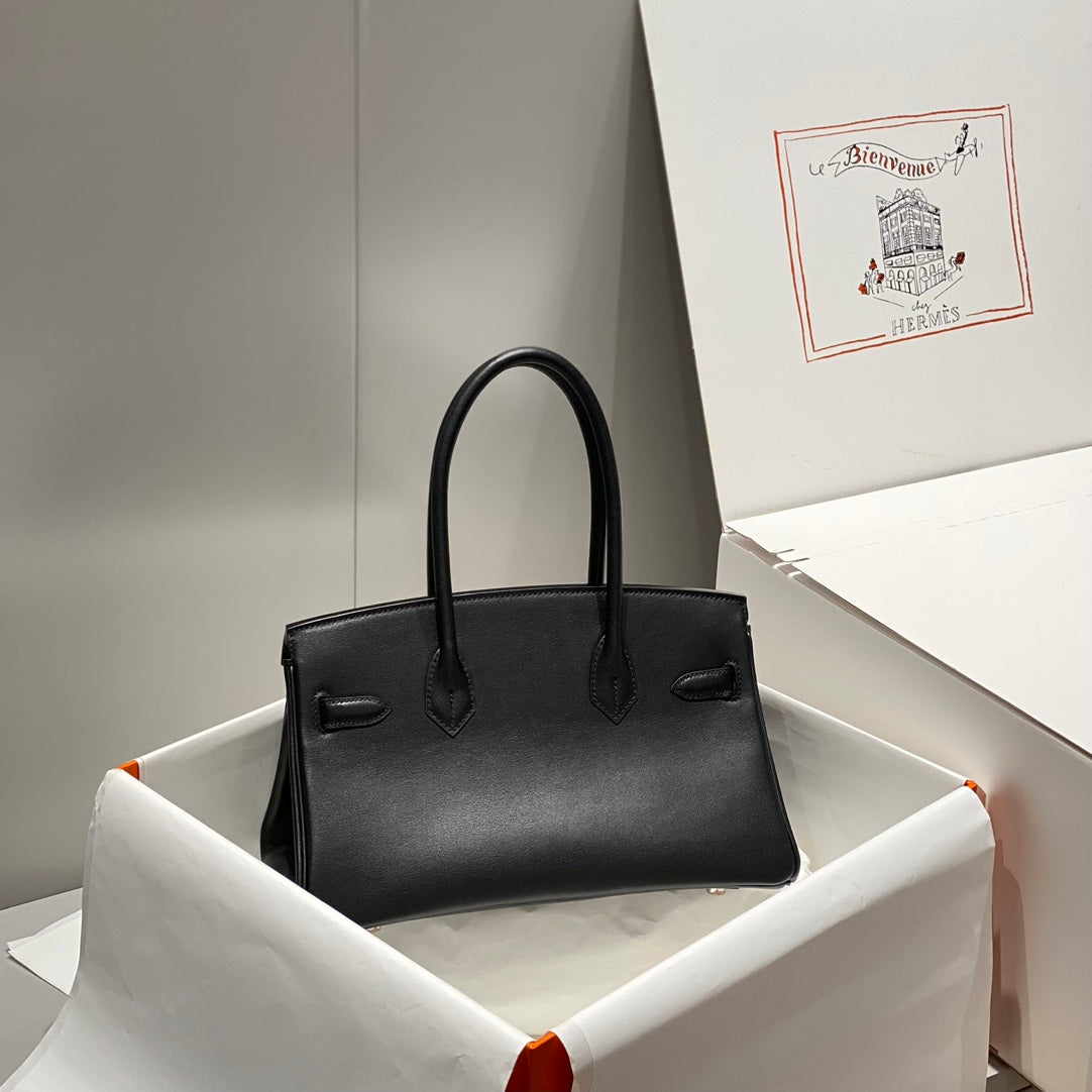 HM ショルダーバーキン 29cm ブラック スイフトレザー シルバー金具