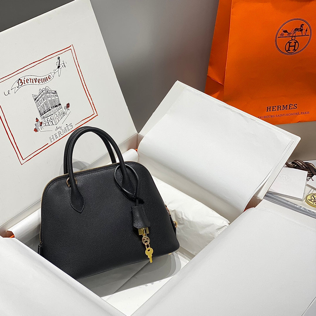 HM BOLIDE 25 CUIR EPSOM NOIR QUINCAILLERIE DORÉ 237381