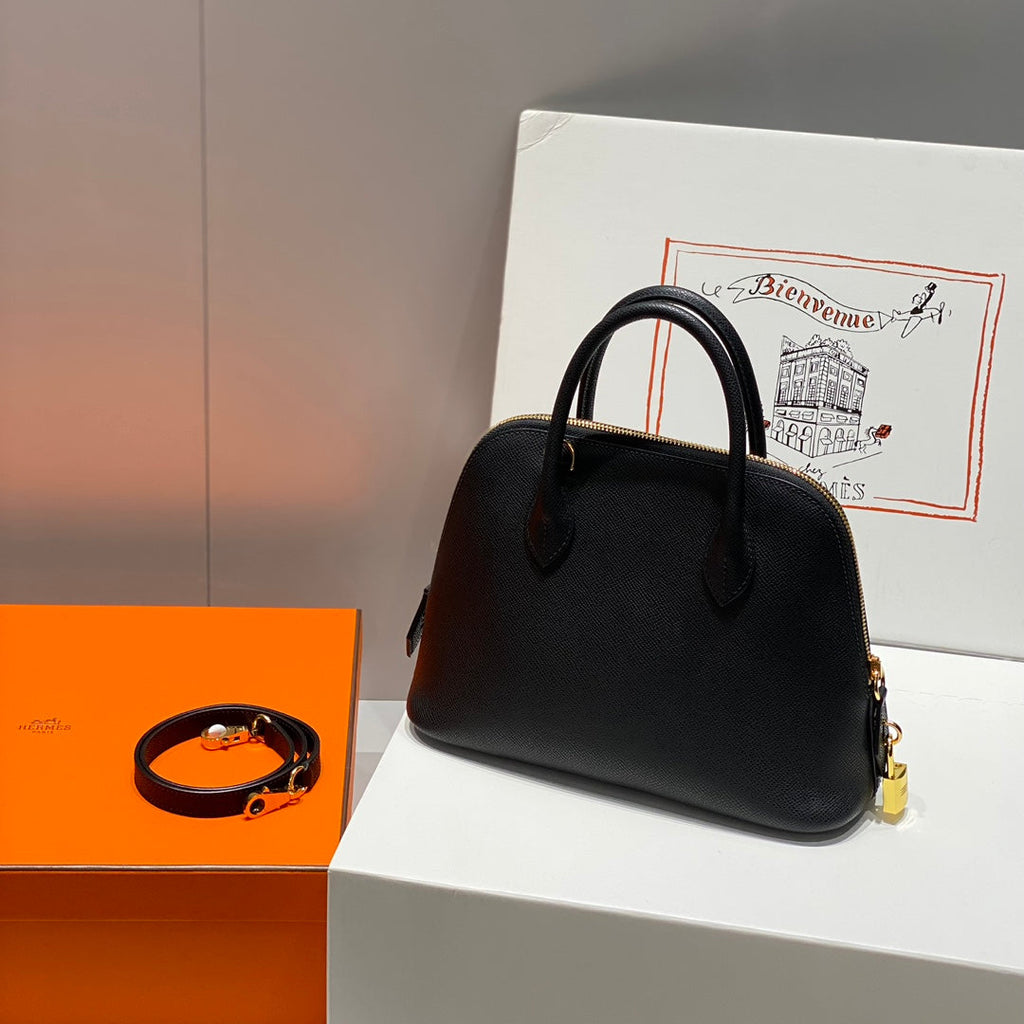 HM BOLIDE 25 CUIR EPSOM NOIR QUINCAILLERIE DORÉ 237381