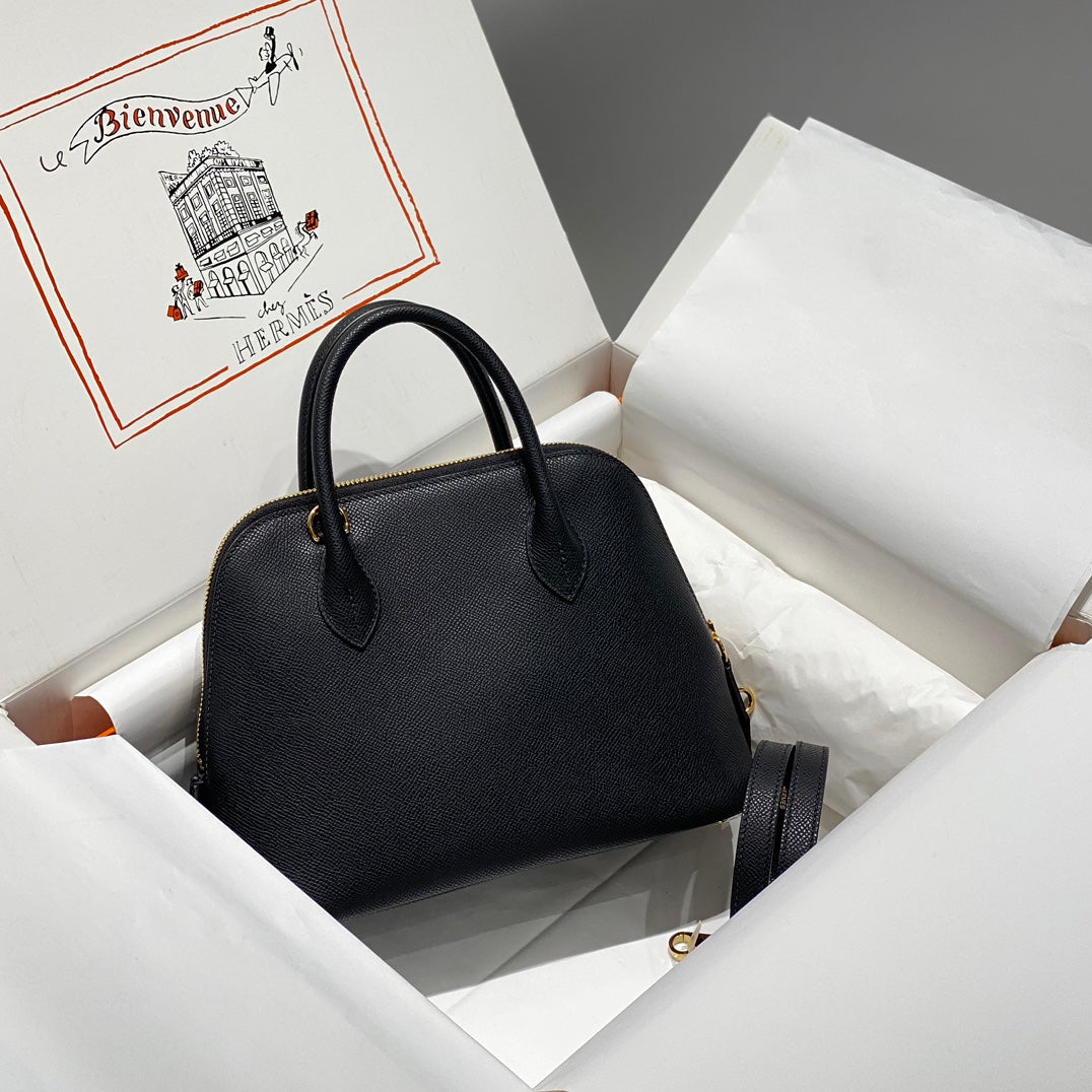 HM BOLIDE 25 CUIR EPSOM NOIR QUINCAILLERIE DORÉ 237381