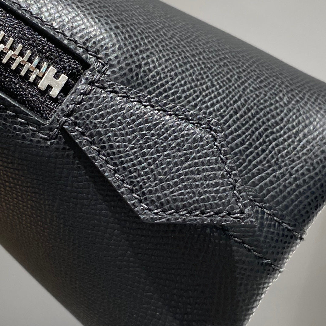 HM BOLIDE 25 CUIR EPSOM NOIR QUINCAILLERIE ARGENTÉE 237384