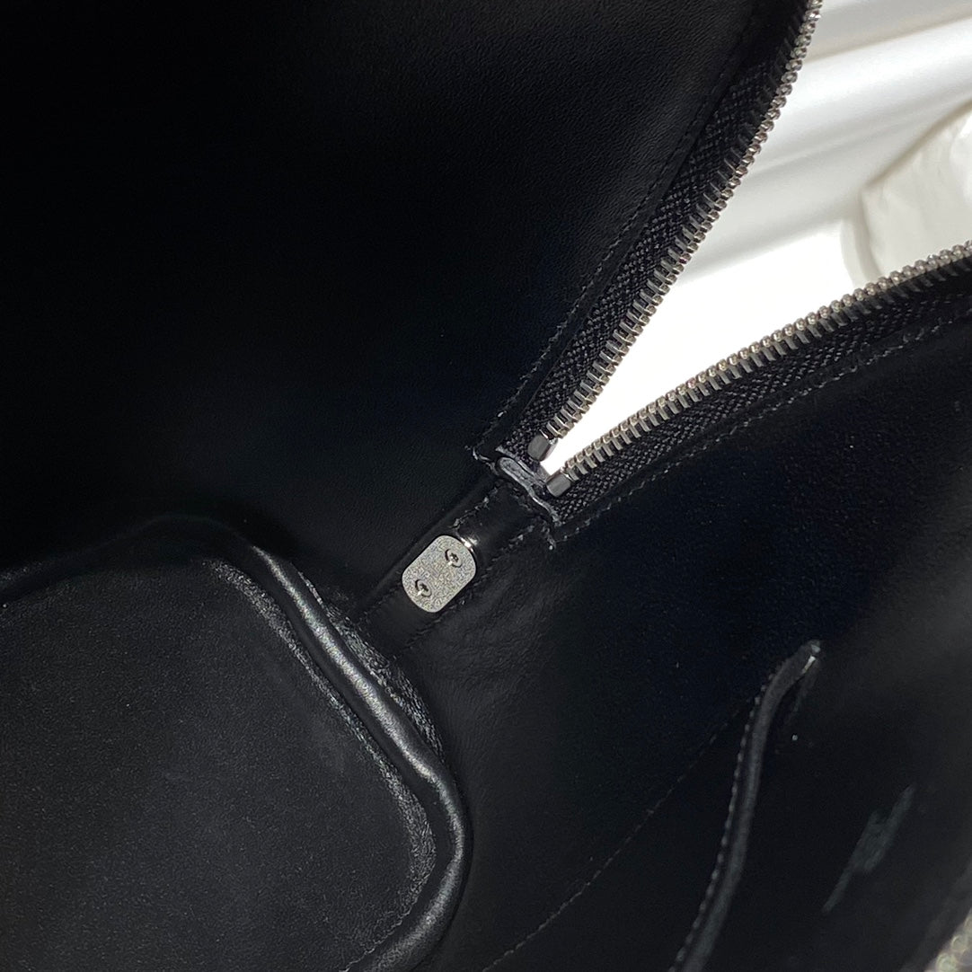 HM BOLIDE 25 CUIR EPSOM NOIR QUINCAILLERIE ARGENTÉE 237384
