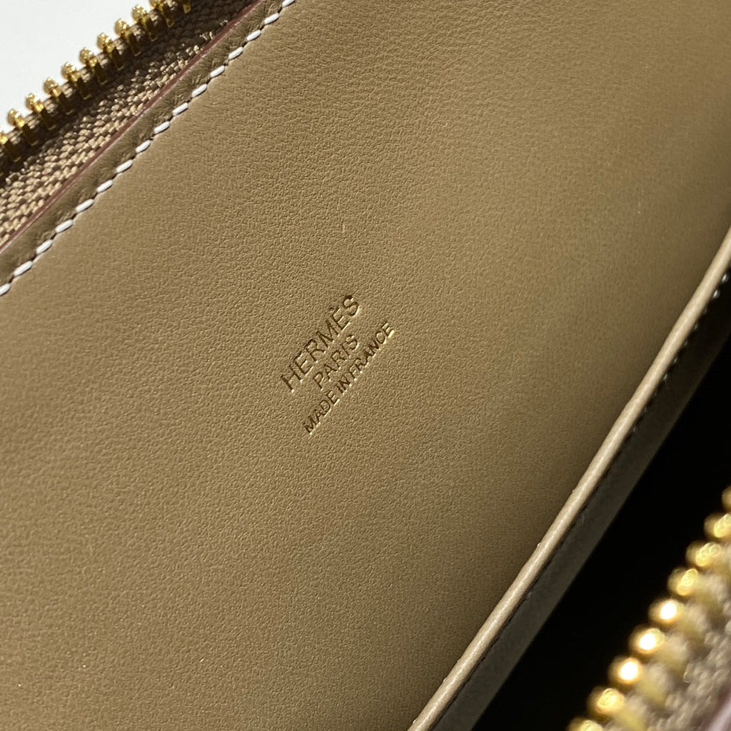 HM BOLIDE 25 MARRON PASTEL CUIR EPSOM QUINCAILLERIE DORÉ 237387