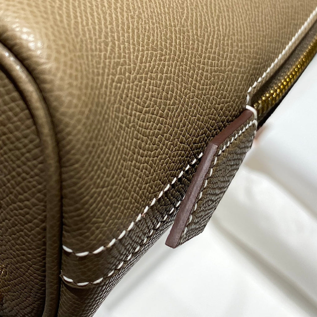 HM BOLIDE 25 MARRON PASTEL CUIR EPSOM QUINCAILLERIE DORÉ 237387