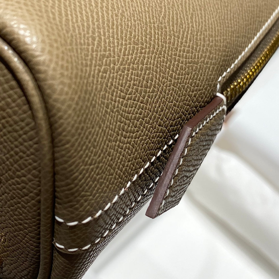 HM BOLIDE 25 MARRON PASTEL CUIR EPSOM QUINCAILLERIE DORÉ 237387
