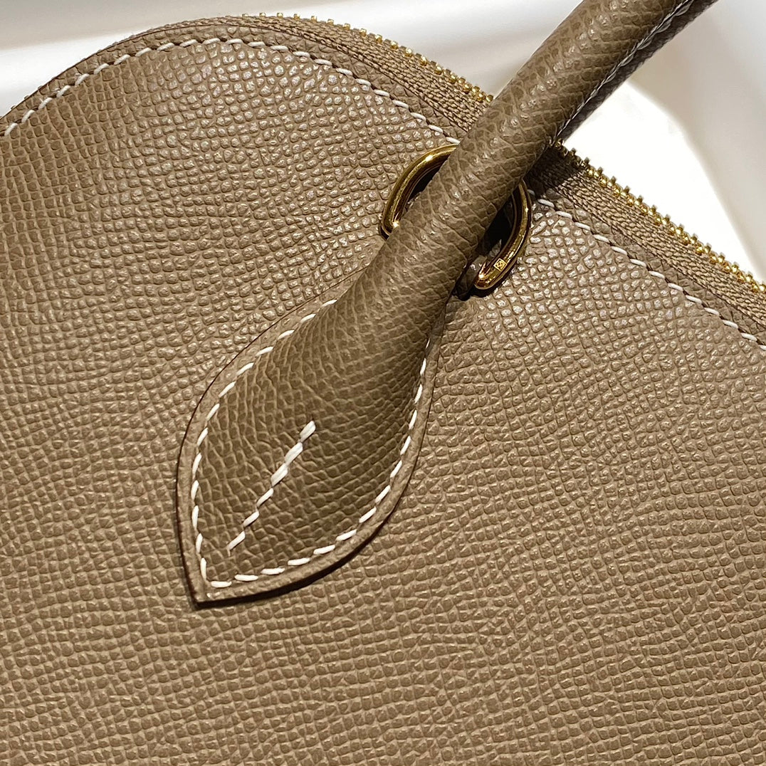 HM BOLIDE 25 MARRON PASTEL CUIR EPSOM QUINCAILLERIE DORÉ 237387