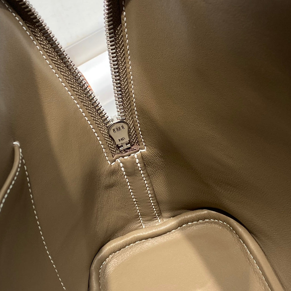 HM BOLIDE 25 MARRON PASTEL CUIR EPSOM QUINCAILLERIE ARGENTÉE 237392