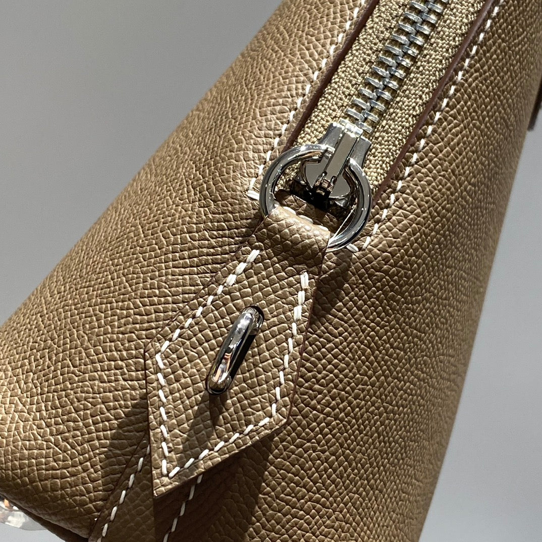 HM BOLIDE 25 MARRON PASTEL CUIR EPSOM QUINCAILLERIE ARGENTÉE 237392