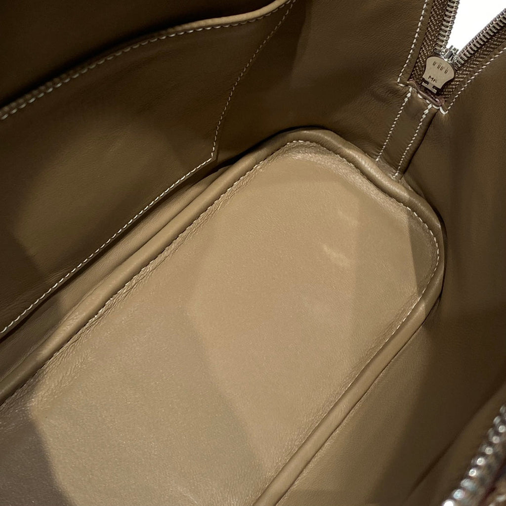 HM BOLIDE 25 MARRON PASTEL CUIR EPSOM QUINCAILLERIE ARGENTÉE 237392