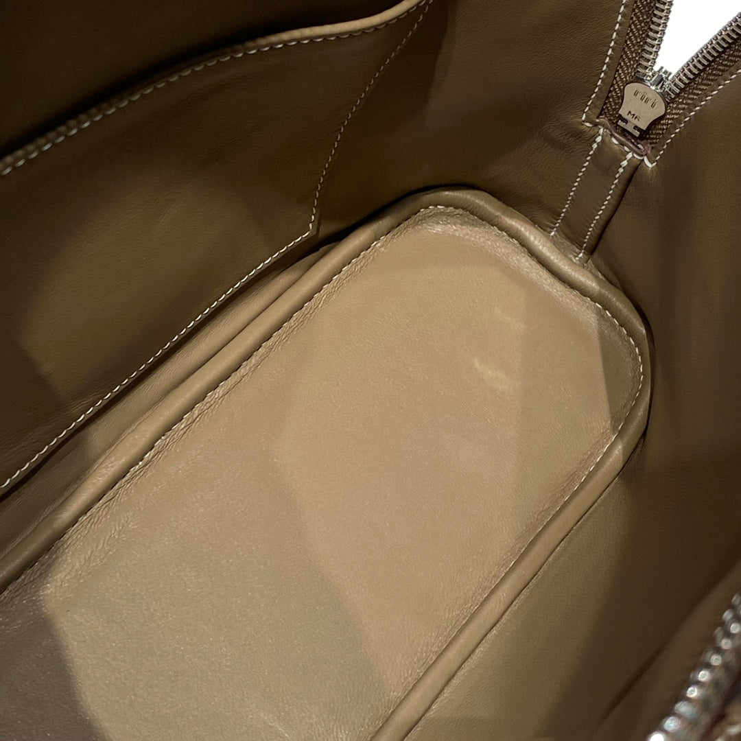 HM BOLIDE 25 MARRON PASTEL CUIR EPSOM QUINCAILLERIE ARGENTÉE 237392