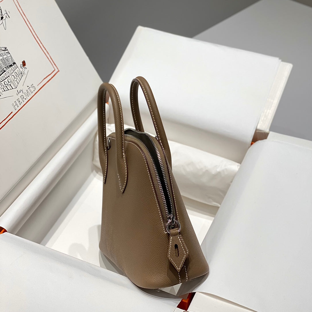 HM BOLIDE 25 MARRON PASTEL CUIR EPSOM QUINCAILLERIE ARGENTÉE 237392