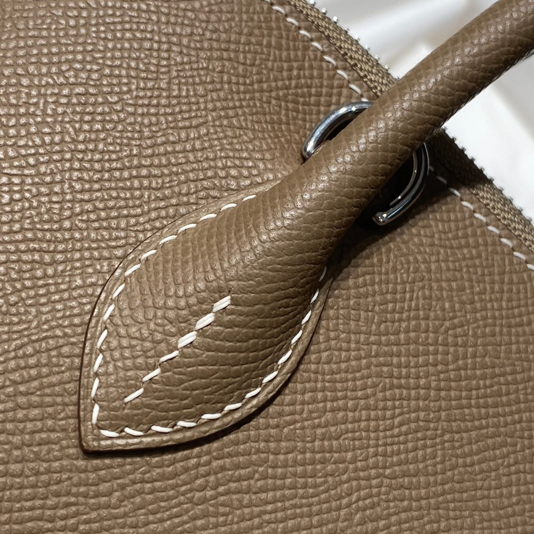 HM BOLIDE 25 MARRON PASTEL CUIR EPSOM QUINCAILLERIE ARGENTÉE 237392