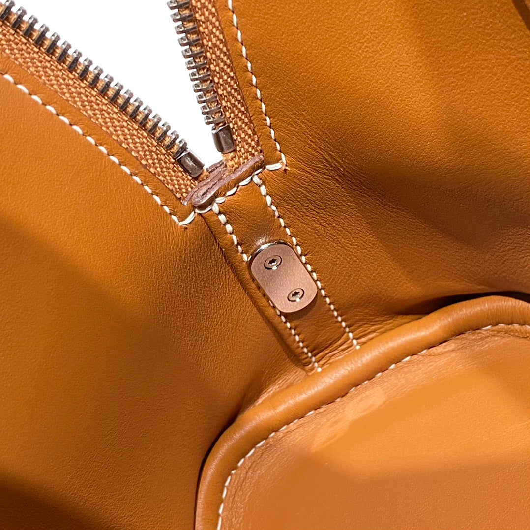 HM BOLIDE 25 GINGER EPSOM LEATHER SILVER HARDWARE 237397