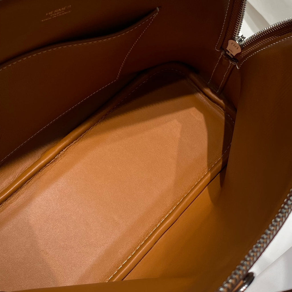 HM BOLIDE 25 GINGER EPSOM LEATHER SILVER HARDWARE 237397