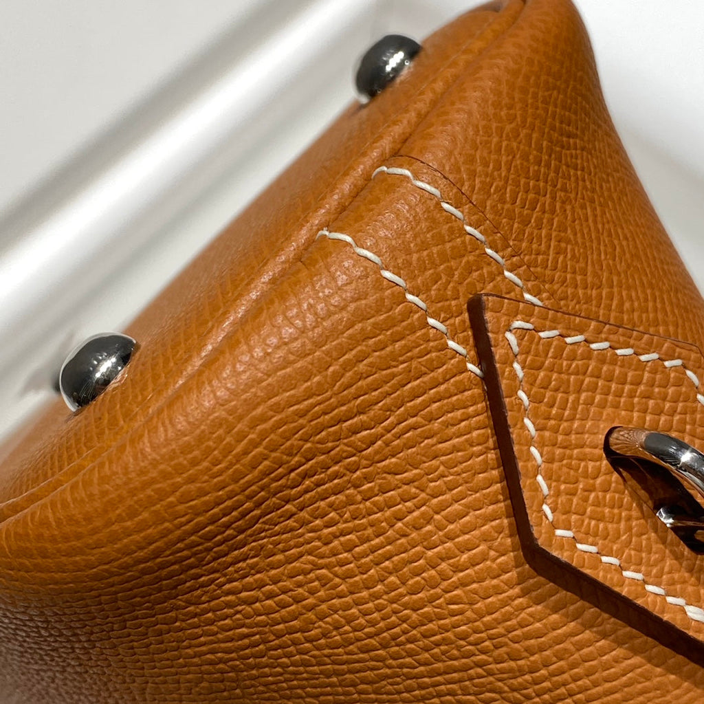HM BOLIDE 25 GINGER EPSOM LEATHER SILVER HARDWARE 237397