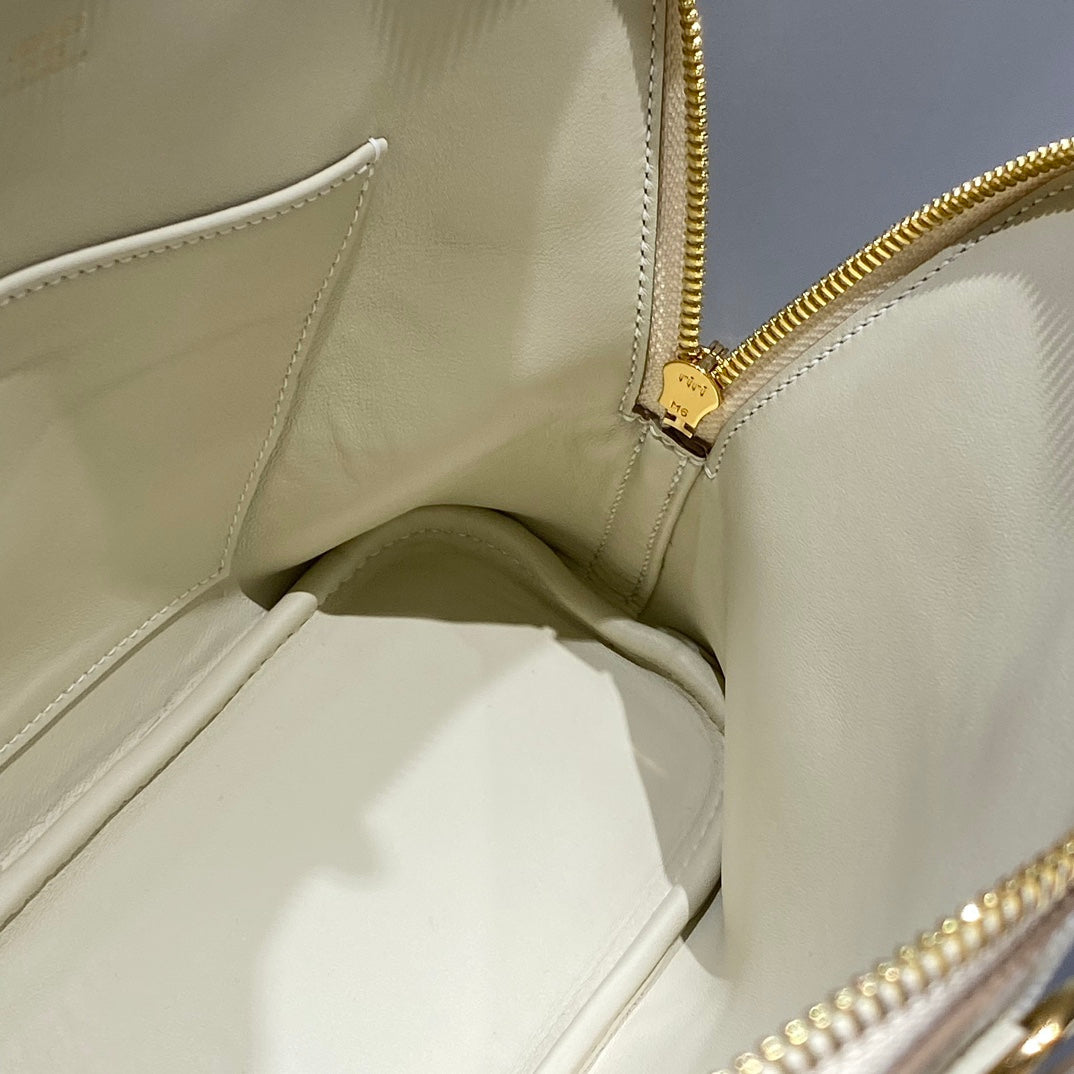 HM BOLIDE 25 CUIR EPSOM BLANC QUINCAILLERIE DORÉ 237407