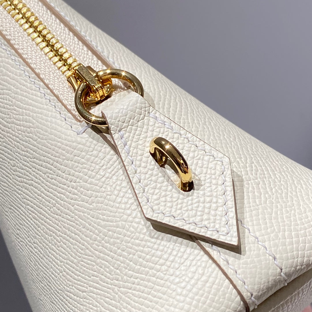HM BOLIDE 25 CUIR EPSOM BLANC QUINCAILLERIE DORÉ 237407
