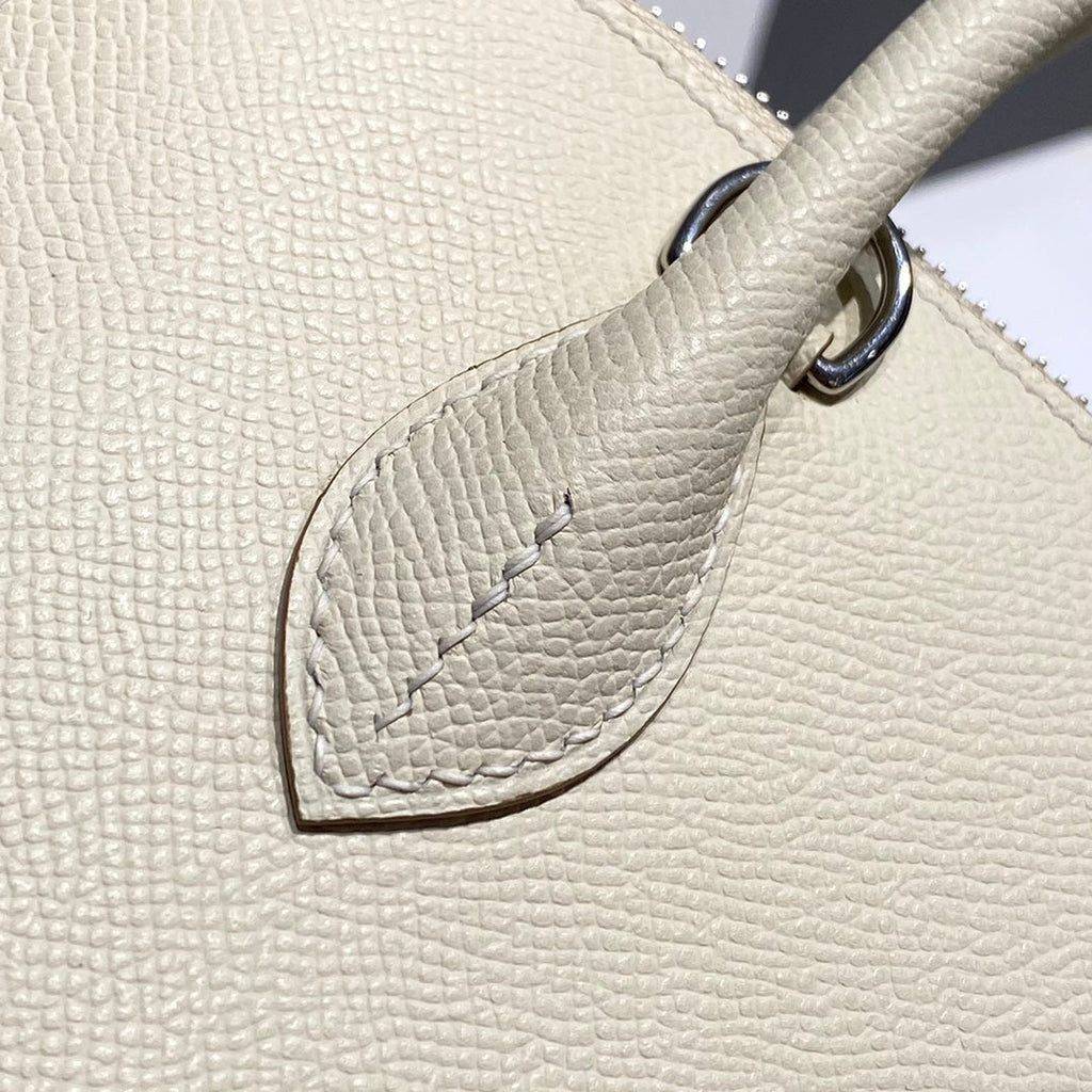 HM BOLIDE 25 WHITE EPSOM LEATHER SILVER HARDWARE 237413